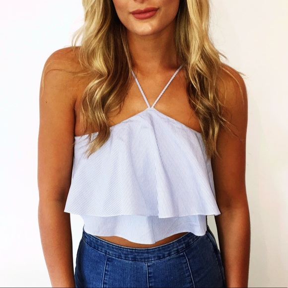 Zara Tops - ZARA HALTER STRIPED CROP TOP